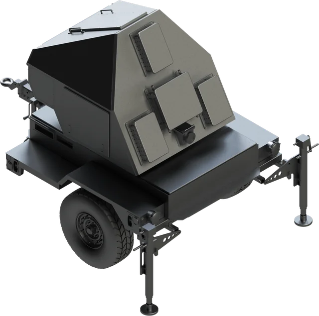 C-RAM precision tracking radar on a trailer