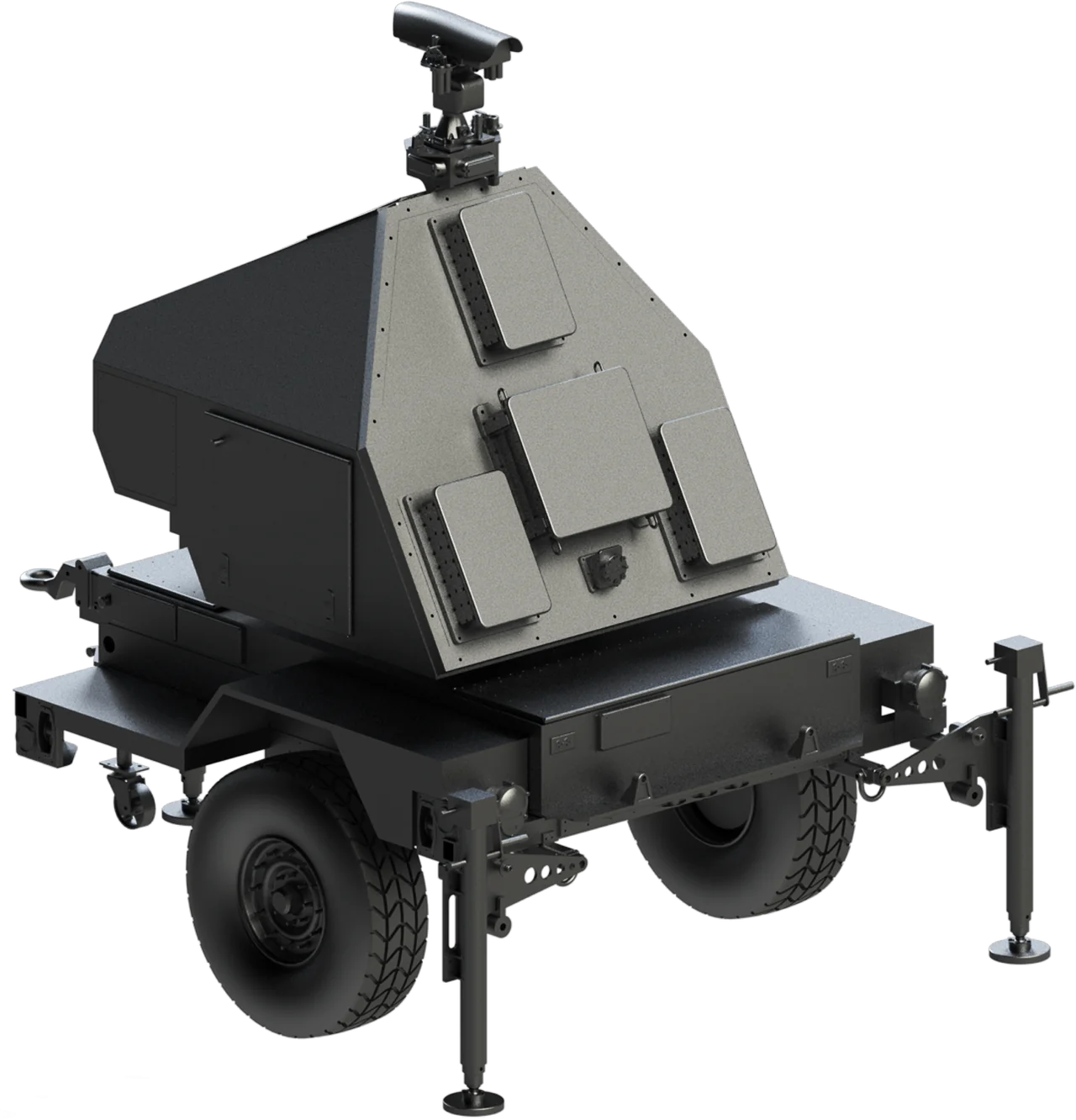 NRAD radar on a trailer with a camera mast