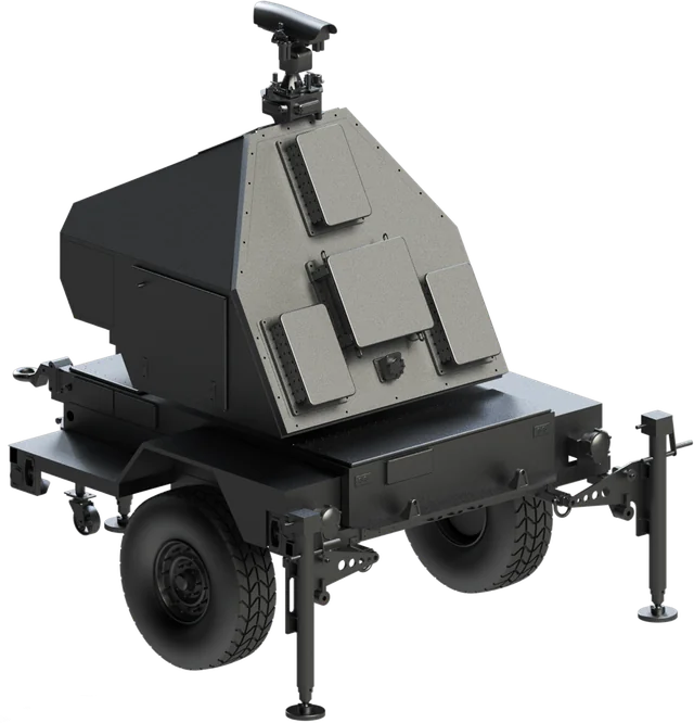 NRAD radar on a trailer with a camera mast